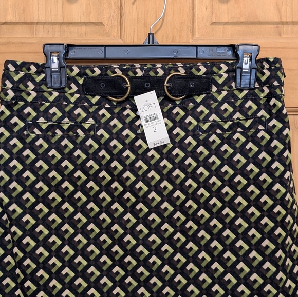 NWT Ann Taylor Loft Women's Sz 2 Skirt Corduroy Green Winter Fall Retro Preppy - Picture 11 of 12